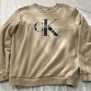 Calvin Klein Men's Beige Crewneck Logo Sweatshirt